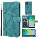 For Motorola Moto E13 Skin Feel Geometric Lines Leather Phone Case(Green) - 1