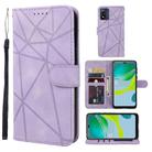 For Motorola Moto E13 Skin Feel Geometric Lines Leather Phone Case(Purple) - 1