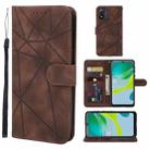 For Motorola Moto E13 Skin Feel Geometric Lines Leather Phone Case(Brown) - 1