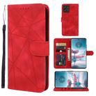 For Motorola Edge 40 Neo Skin Feel Geometric Lines Leather Phone Case(Red) - 1