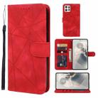 For Motorola Edge 50 Pro Skin Feel Geometric Lines Leather Phone Case(Red) - 1