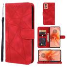 For Motorola Moto G04 Skin Feel Geometric Lines Leather Phone Case(Red) - 1