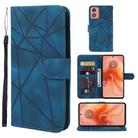 For Motorola Moto G04 Skin Feel Geometric Lines Leather Phone Case(Blue) - 1