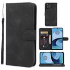 For Motorola Moto G14 Skin Feel Geometric Lines Leather Phone Case(Black) - 1