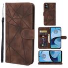 For Motorola Moto G14 Skin Feel Geometric Lines Leather Phone Case(Brown) - 1