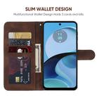 For Motorola Moto G14 Skin Feel Geometric Lines Leather Phone Case(Brown) - 3