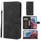 For Motorola Moto G34 Skin Feel Geometric Lines Leather Phone Case(Black) - 1