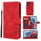 For Motorola Moto G34 Skin Feel Geometric Lines Leather Phone Case(Red) - 1