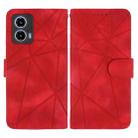 For Motorola Moto G34 Skin Feel Geometric Lines Leather Phone Case(Red) - 2