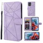 For Motorola Moto G34 Skin Feel Geometric Lines Leather Phone Case(Purple) - 1