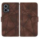 For Motorola Moto G34 Skin Feel Geometric Lines Leather Phone Case(Brown) - 2