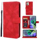 For Motorola Moto G54 Skin Feel Geometric Lines Leather Phone Case(Red) - 1