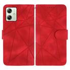 For Motorola Moto G54 Skin Feel Geometric Lines Leather Phone Case(Red) - 2