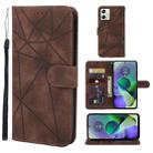 For Motorola Moto G54 Skin Feel Geometric Lines Leather Phone Case(Brown) - 1