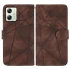 For Motorola Moto G54 Skin Feel Geometric Lines Leather Phone Case(Brown) - 2