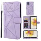 For Motorola Moto G73 Skin Feel Geometric Lines Leather Phone Case(Purple) - 1