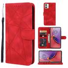 For Motorola Moto G84 Skin Feel Geometric Lines Leather Phone Case(Red) - 1