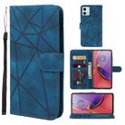 For Motorola Moto G84 Skin Feel Geometric Lines Leather Phone Case(Blue) - 1