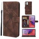 For Motorola Moto G84 Skin Feel Geometric Lines Leather Phone Case(Brown) - 1