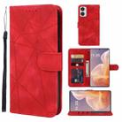 For Motorola Moto G85 Skin Feel Geometric Lines Leather Phone Case(Red) - 1