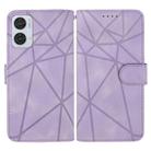 For Motorola Moto G85 Skin Feel Geometric Lines Leather Phone Case(Purple) - 2