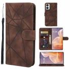 For Motorola Moto G85 Skin Feel Geometric Lines Leather Phone Case(Brown) - 1