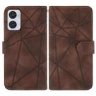 For Motorola Moto G85 Skin Feel Geometric Lines Leather Phone Case(Brown) - 2