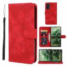 For Motorola Moto G35 Skin Feel Geometric Lines Leather Phone Case(Red) - 1