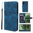 For Motorola Moto G35 Skin Feel Geometric Lines Leather Phone Case(Blue) - 1