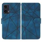 For Motorola Moto G35 Skin Feel Geometric Lines Leather Phone Case(Blue) - 2