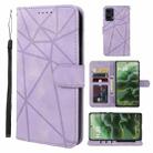 For Motorola Moto G35 Skin Feel Geometric Lines Leather Phone Case(Purple) - 1