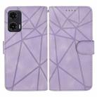 For Motorola Moto G35 Skin Feel Geometric Lines Leather Phone Case(Purple) - 2