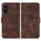 For Motorola Moto G35 Skin Feel Geometric Lines Leather Phone Case(Brown) - 2