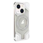 For iPhone 15 Plus Borderless MagSafe Rotating Holder Transparent Phone(Silver) - 1