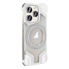 For iPhone 15 Pro Borderless MagSafe Rotating Holder Transparent Phone(Silver) - 1