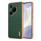 For Huawei Pura 70 AZNS Electroplated Frame Crocodile Texture Full Coverage Phone Case(Green) - 1