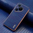 For Huawei Pura 70 AZNS Electroplated Frame Crocodile Texture Full Coverage Phone Case(Blue) - 2