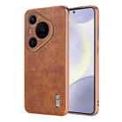 For Huawei Pura 70 Pro / 70 Pro+ AZNS Electroplated Frame Crocodile Texture Full Coverage Phone Case(Brown) - 1