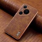For Huawei Pura 70 Pro / 70 Pro+ AZNS Electroplated Frame Crocodile Texture Full Coverage Phone Case(Brown) - 2