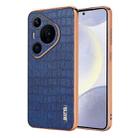 For Huawei Pura 70 Pro / 70 Pro+ AZNS Electroplated Frame Crocodile Texture Full Coverage Phone Case(Blue) - 1