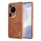 For Huawei Pura 70 Ultra AZNS Electroplated Frame Crocodile Texture Full Coverage Phone Case(Brown) - 1