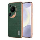 For Huawei Pura 70 Ultra AZNS Electroplated Frame Crocodile Texture Full Coverage Phone Case(Green) - 1