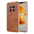 For Huawei Mate 50 Pro AZNS Electroplated Frame Crocodile Texture Full Coverage Phone Case(Brown) - 1