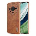 For Huawei Mate 60 / 60 Pro+ AZNS Electroplated Frame Crocodile Texture Full Coverage Phone Case(Brown) - 1