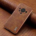 For Huawei Mate 60 / 60 Pro+ AZNS Electroplated Frame Crocodile Texture Full Coverage Phone Case(Brown) - 2