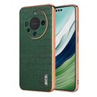 For Huawei Mate 60 / 60 Pro+ AZNS Electroplated Frame Crocodile Texture Full Coverage Phone Case(Green) - 1