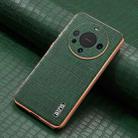 For Huawei Mate 60 / 60 Pro+ AZNS Electroplated Frame Crocodile Texture Full Coverage Phone Case(Green) - 2