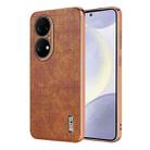 For Huawei P50 AZNS Electroplated Frame Crocodile Texture Full Coverage Phone Case(Brown) - 1