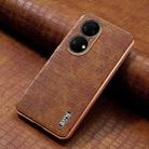 For Huawei P50 AZNS Electroplated Frame Crocodile Texture Full Coverage Phone Case(Brown) - 2