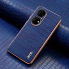 For Huawei P50 AZNS Electroplated Frame Crocodile Texture Full Coverage Phone Case(Blue) - 2